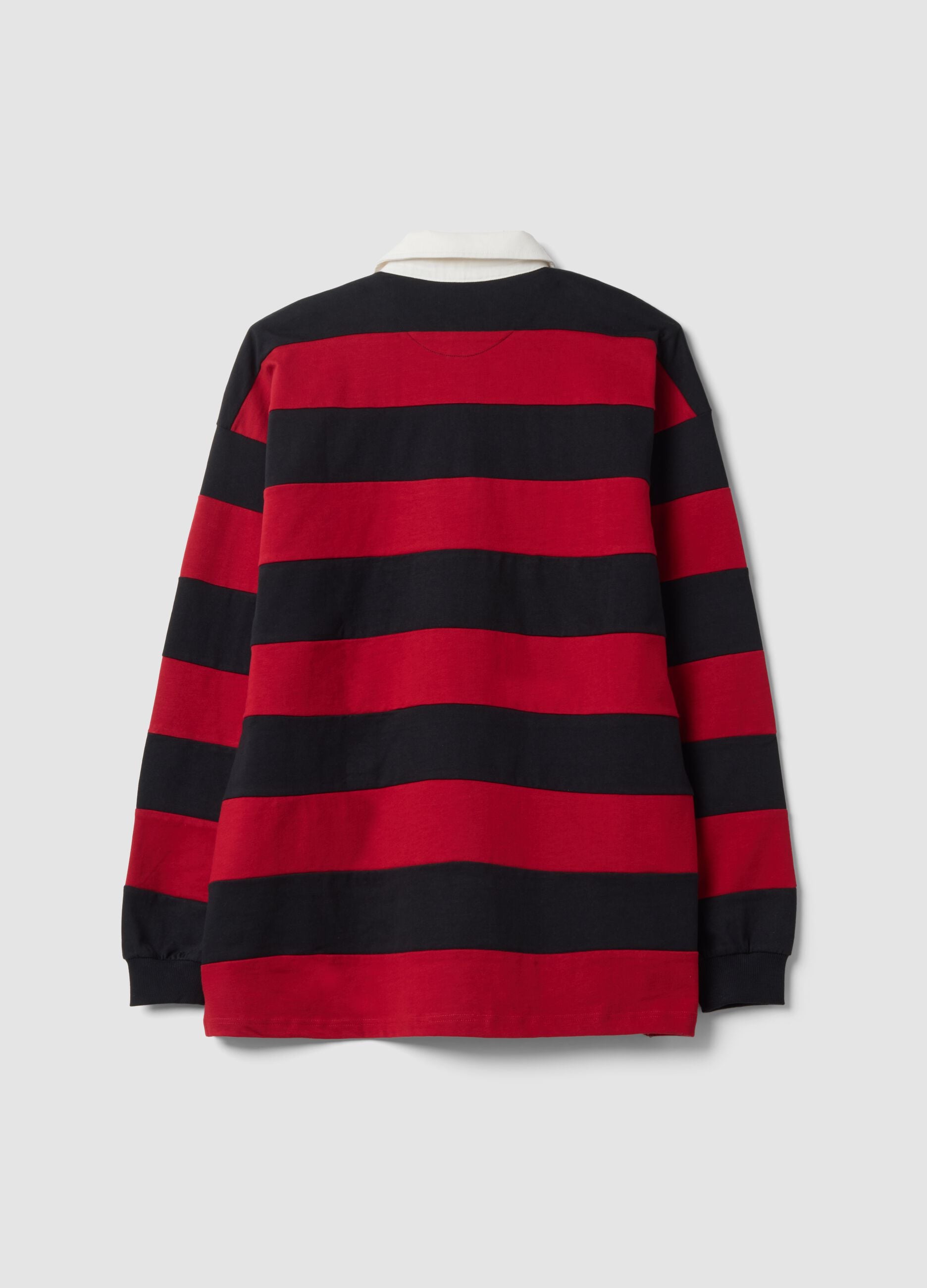 Multicoloured striped rugby polo