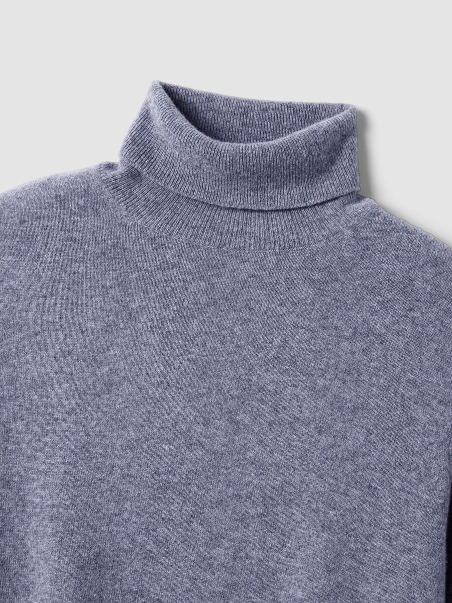 Grey marl pure wool roll-neck jumper, regular fit_5