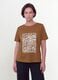 Brown pure cotton T-shirt with front print, regular fit_0