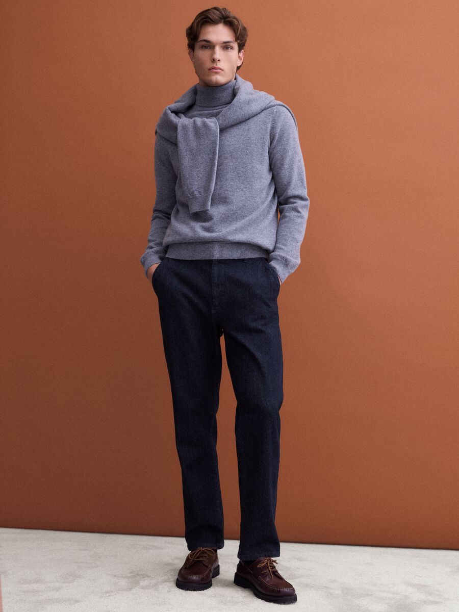 Grey marl pure wool roll-neck jumper, regular fit_2