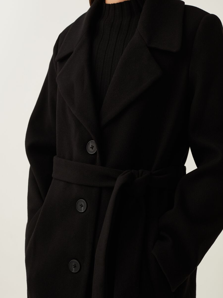 Long cloth coat with belt_3