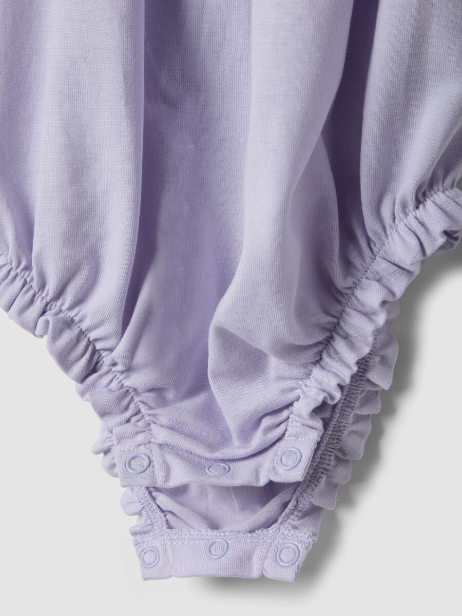 Purple pure cotton romper with ruffle sleeves for baby girl_2