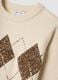 Ecru stretch-wool crew-neck jumper with argyle pattern, oversized fit_1