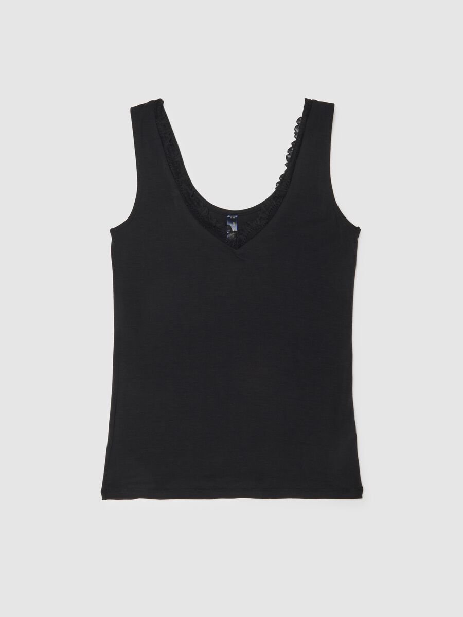 Black regular fit vest with lace_1
