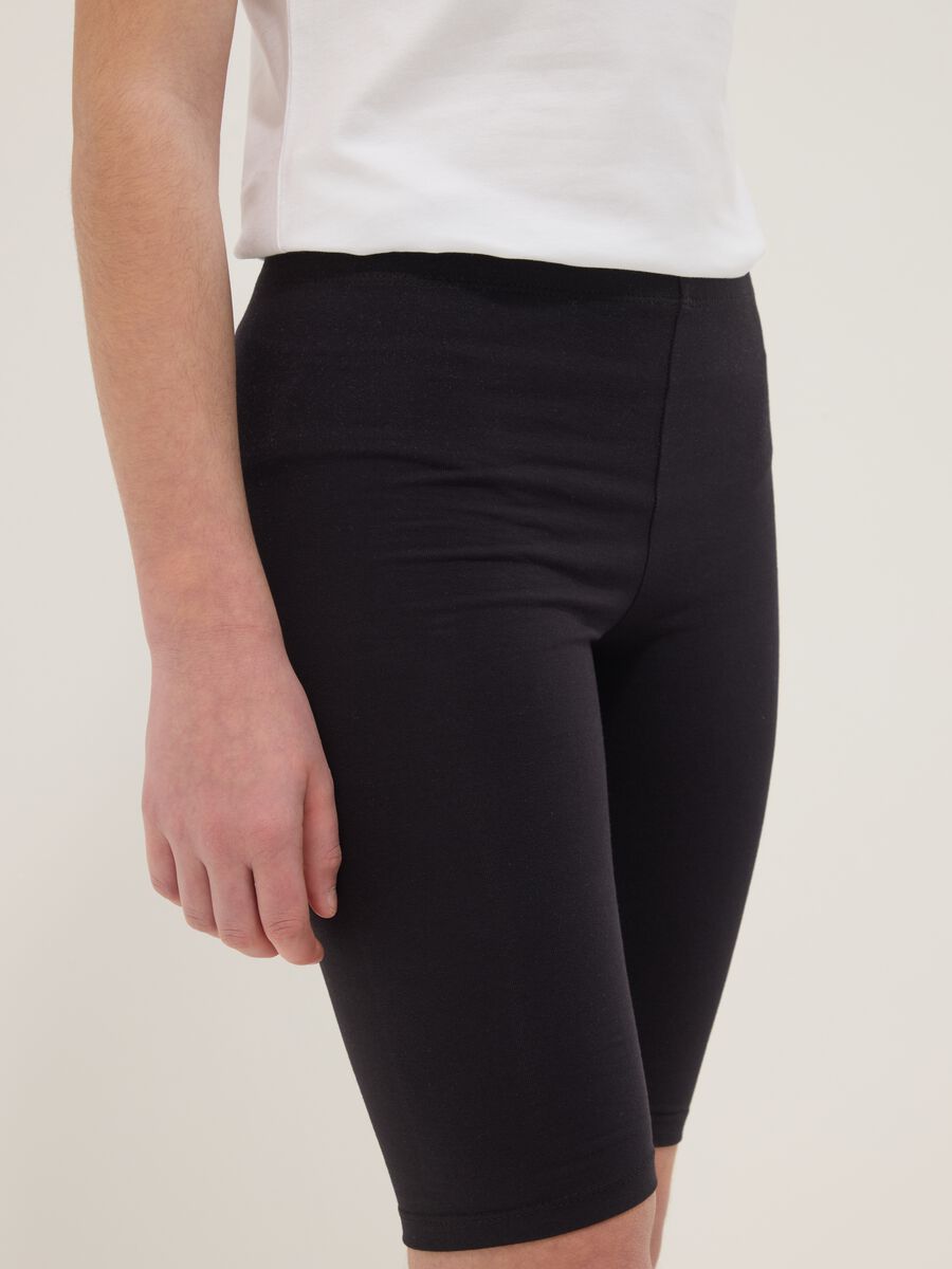 Short ciclista skinny negro de algod&oacute;n el&aacute;stico para ni&ntilde;a_2