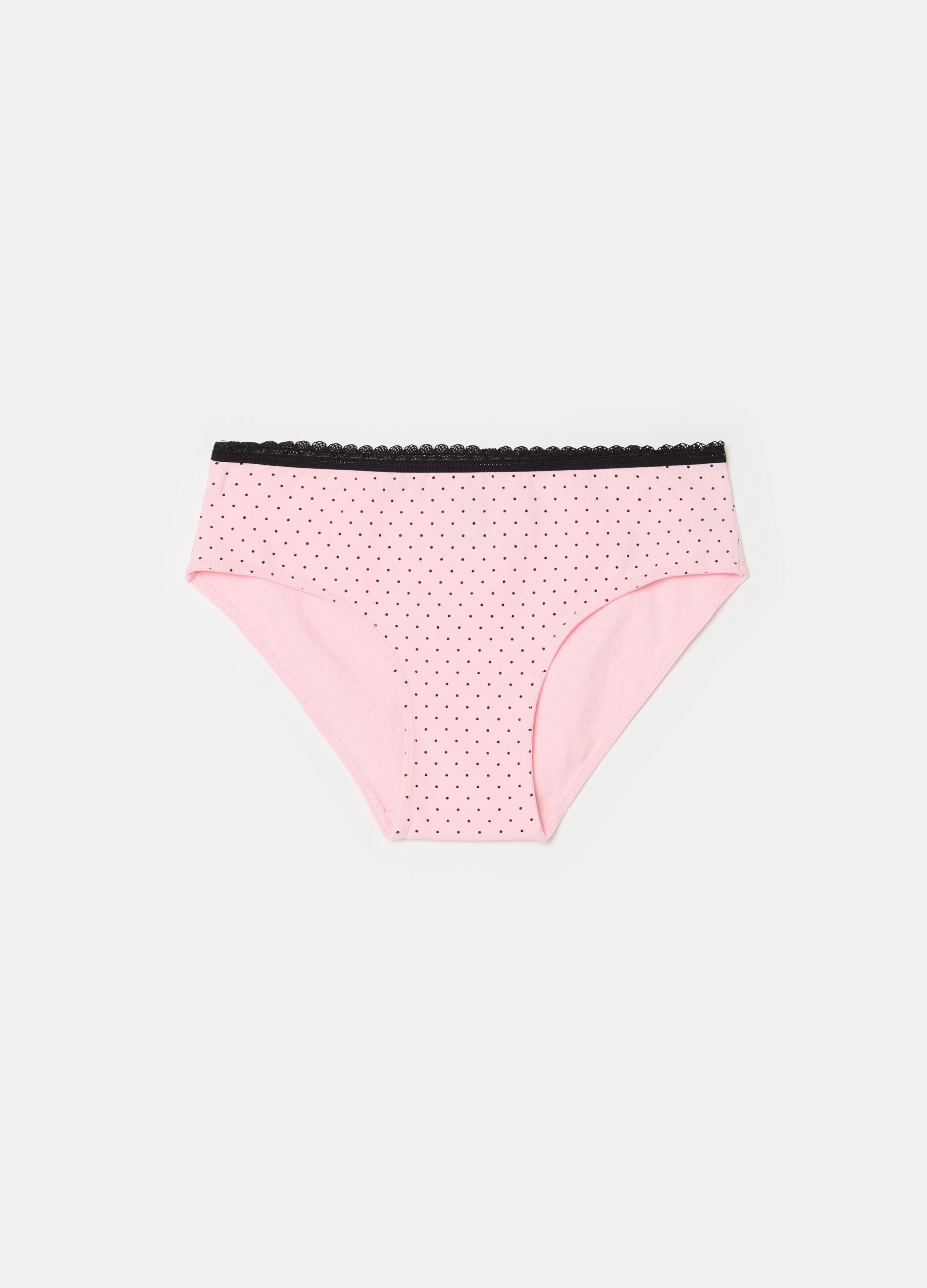 Briefs in organic cotton with micro polka dots print