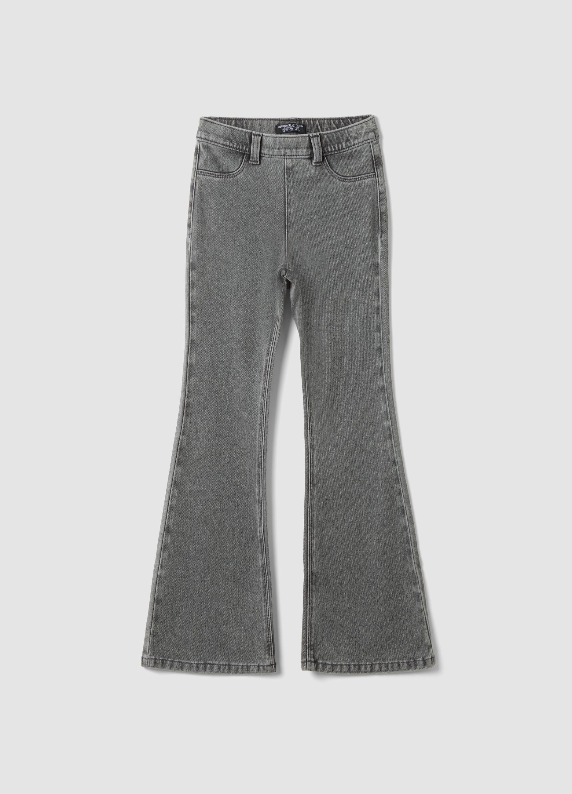 Jeggings grigi flare fit in cotone elasticizzato per ragazza