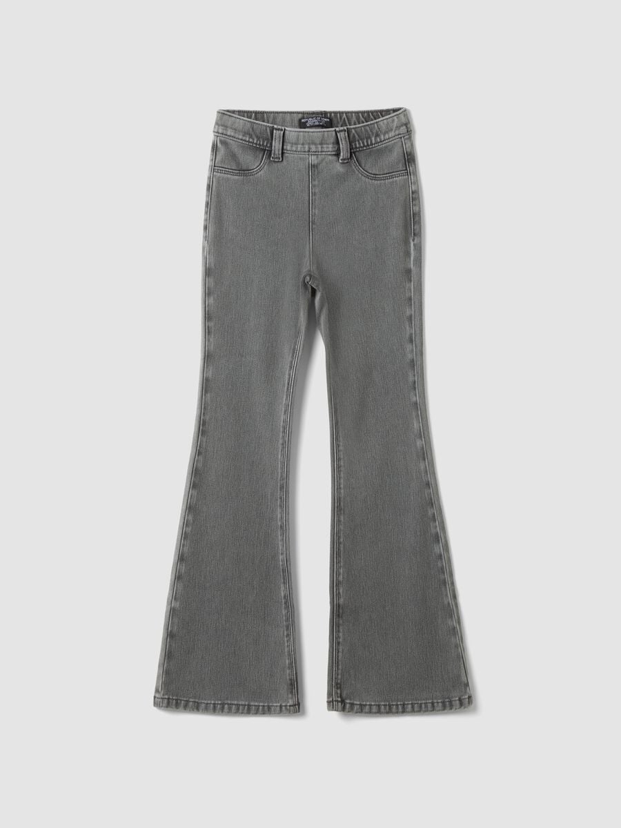 Jeggings grigi flare fit in cotone elasticizzato per ragazza_0