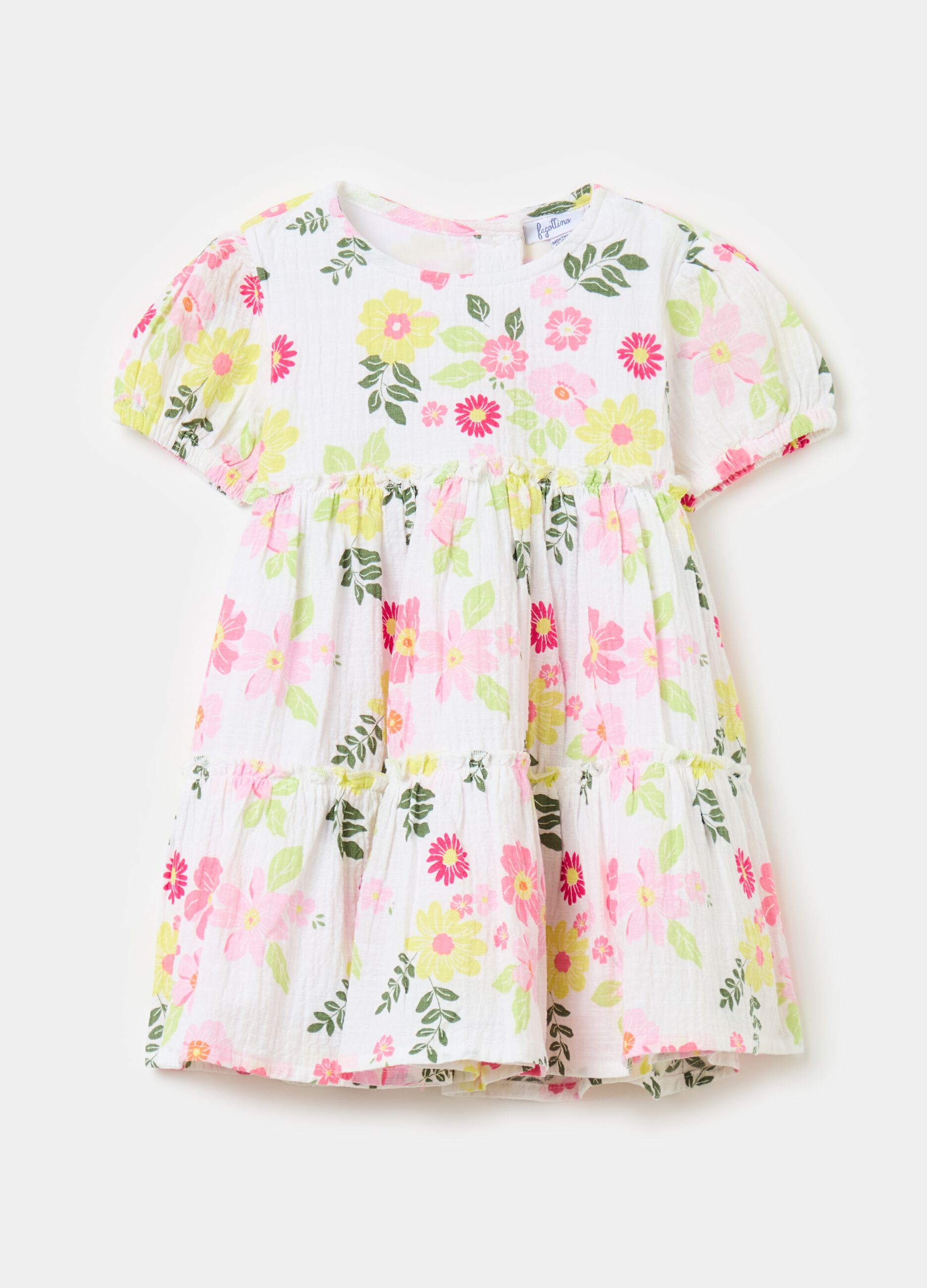Tiered dress with floral pattern