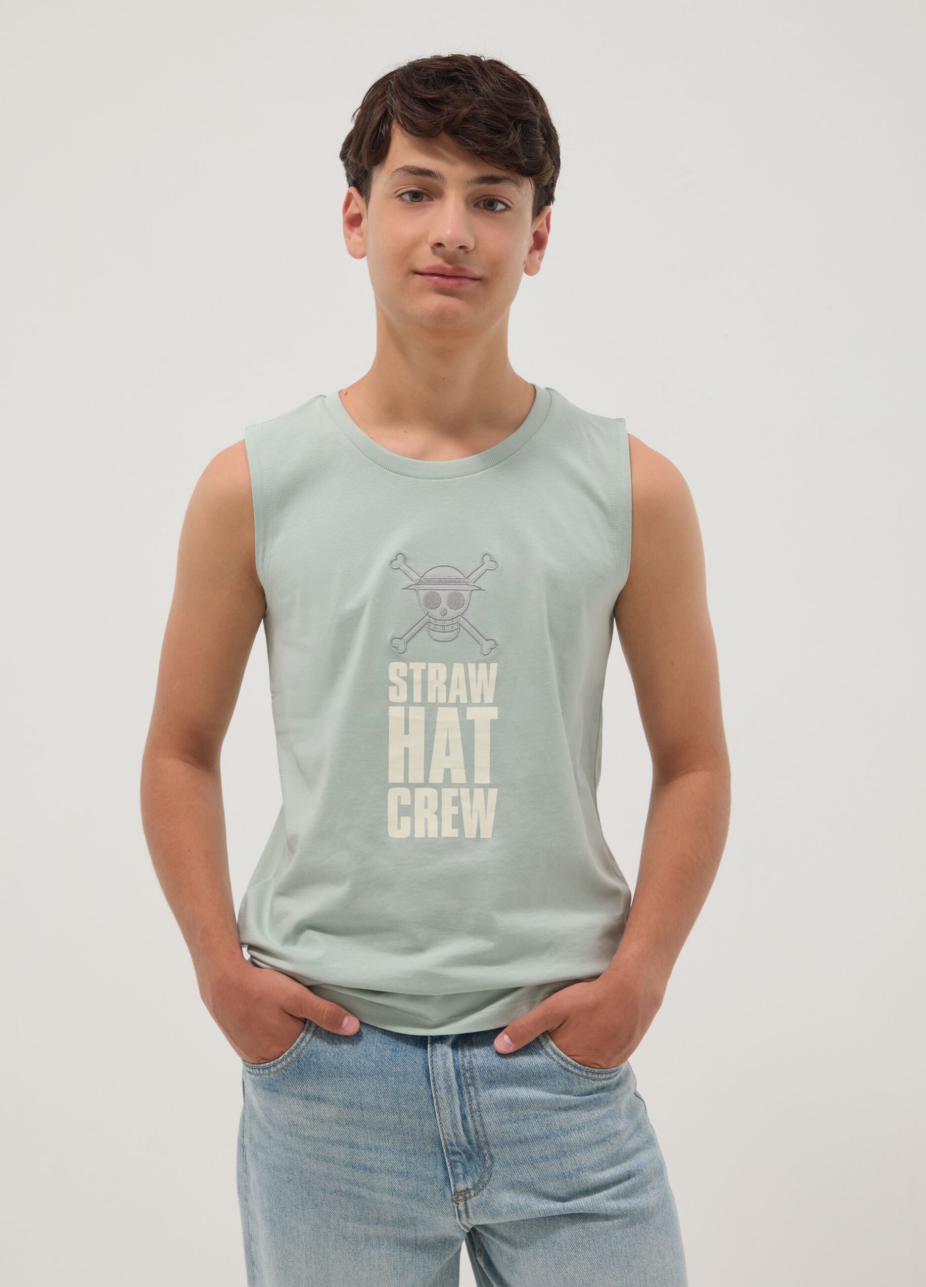 Green pure cotton vest