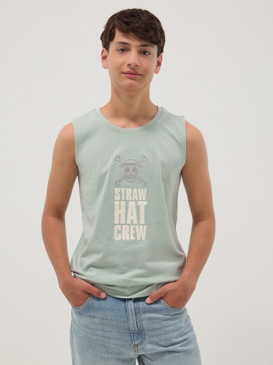 Camiseta de tirantes verde de algod&oacute;n puro_0