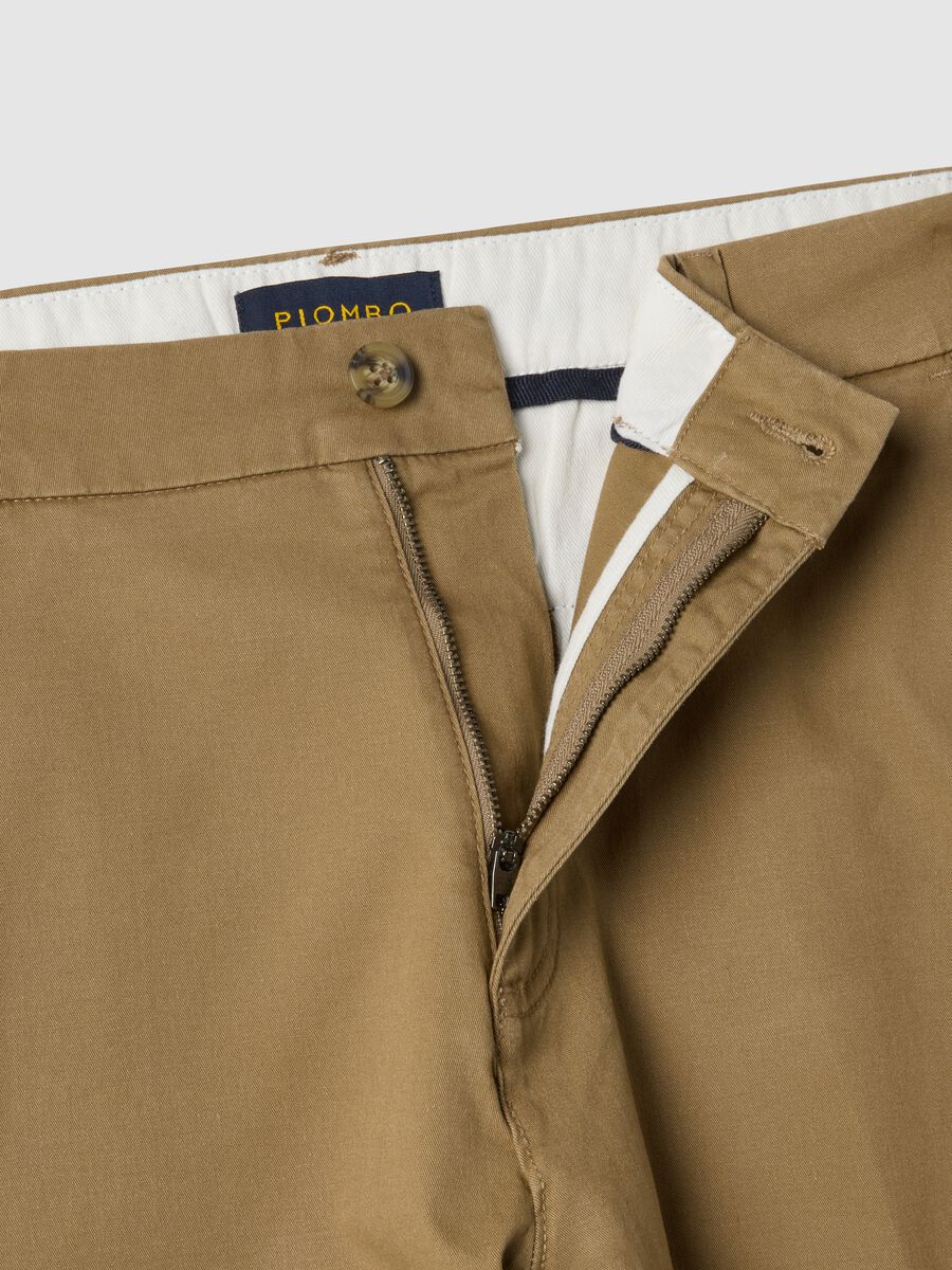 Brown slim fit stretch cotton chino trousers_5