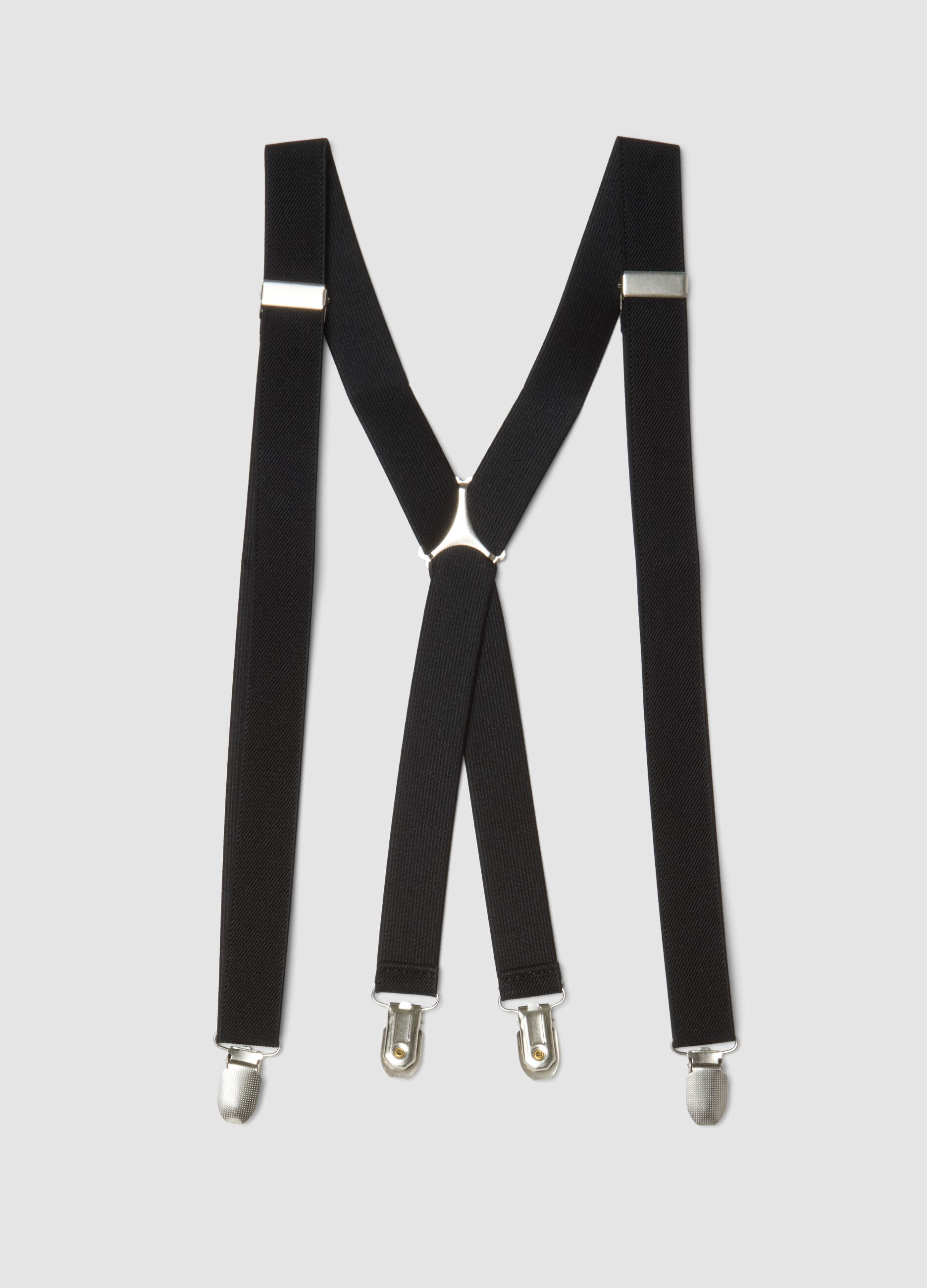 Black elasticated braces with clips
