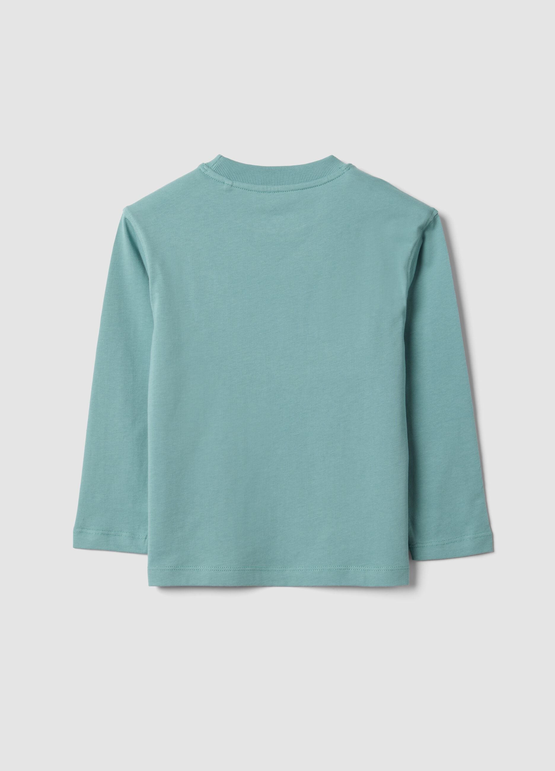 Gr&uuml;nes Oversize-T-Shirt aus reiner Baumwolle mit Skater-Print f&uuml;r Jungen
