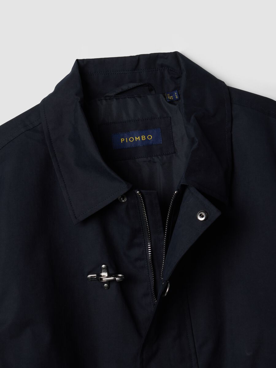 Blue padded cotton-blend jacket with zip_5