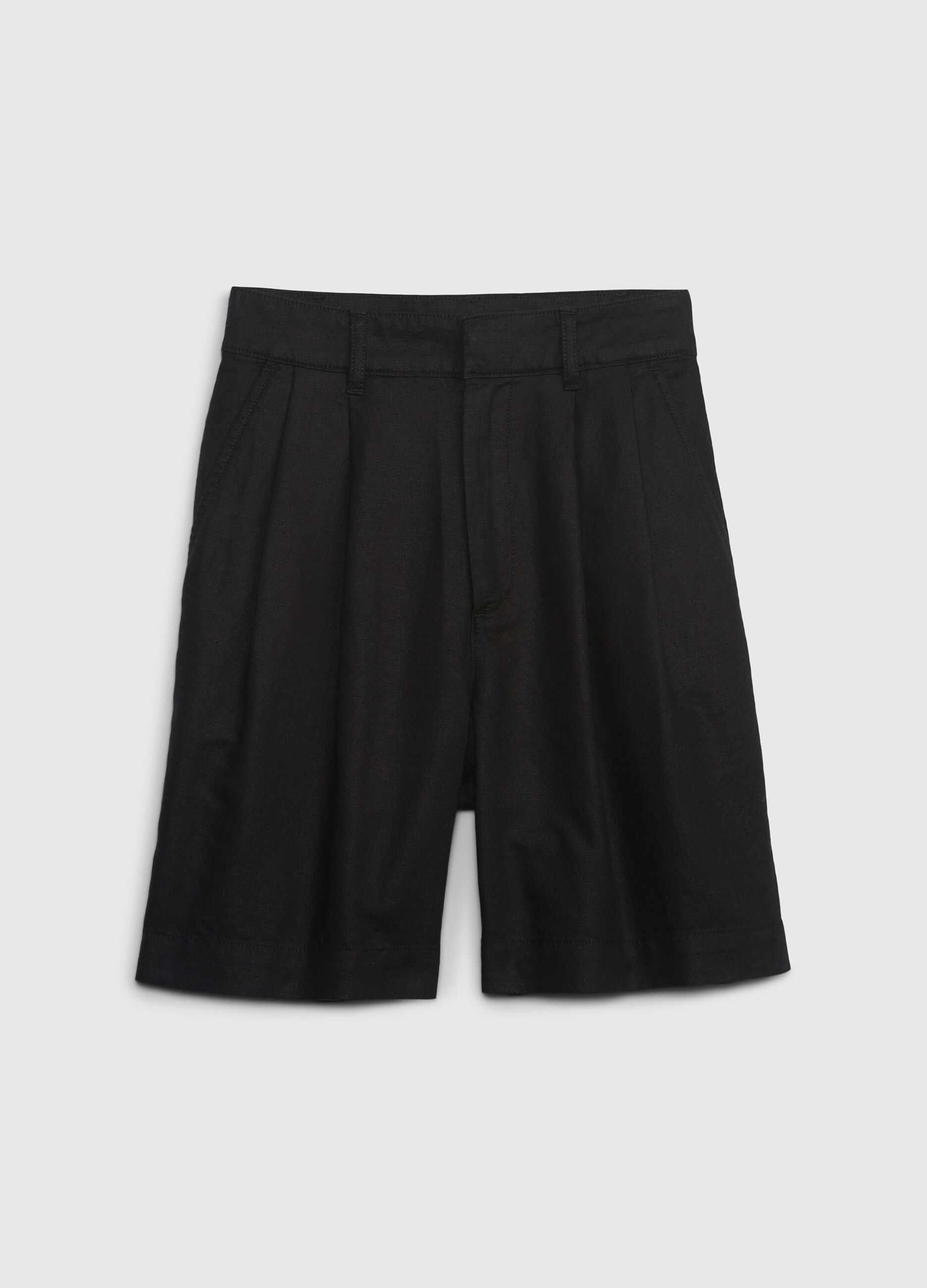 Shorts in lino e cotone con pinces