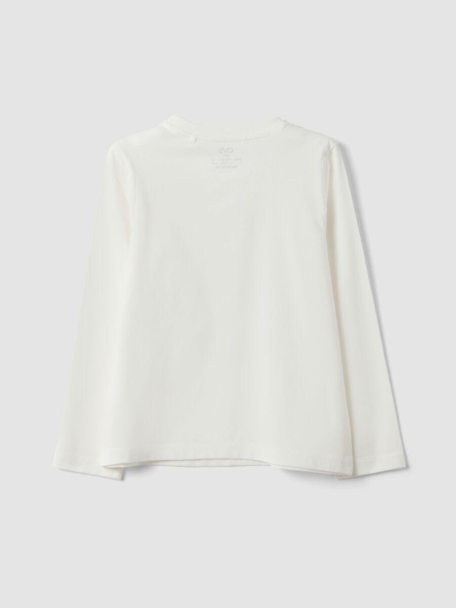 White organic cotton regular-fit T-shirt with kitten print_1