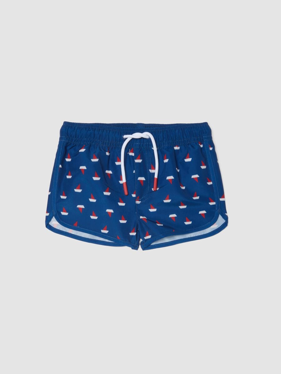 Maillot de bain boxer bleu gar&ccedil;on imprim&eacute; petits bateaux_0