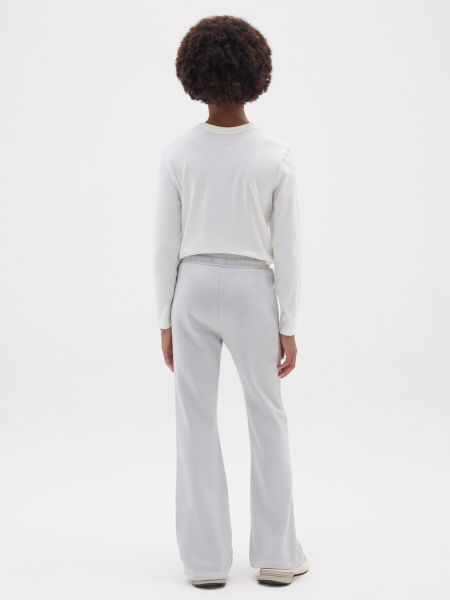 Grey Flare Trousers for Girls in Pure Cotton_1