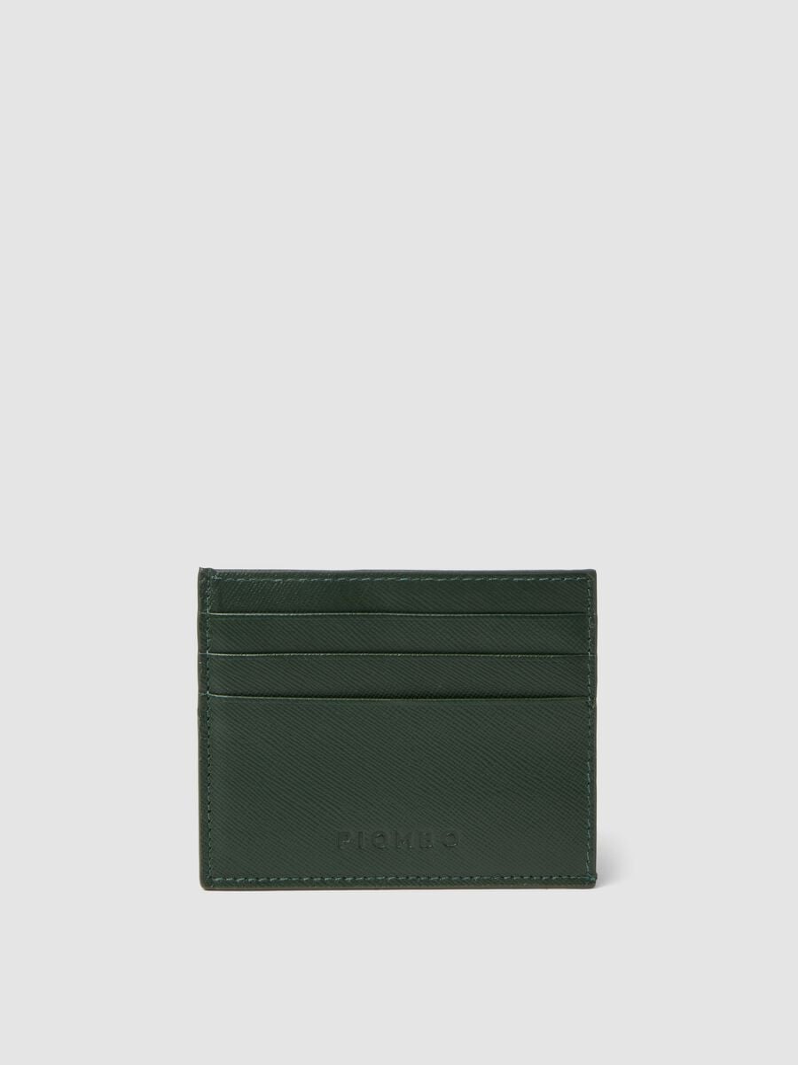 Green genuine leather card holder_0