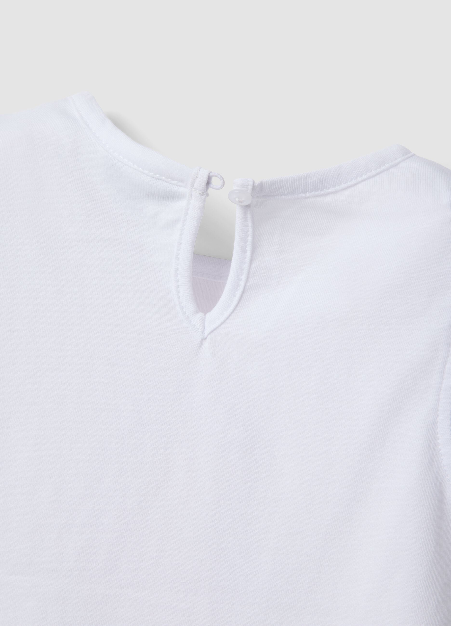 White organic cotton girls&rsquo; tank top with print and frills