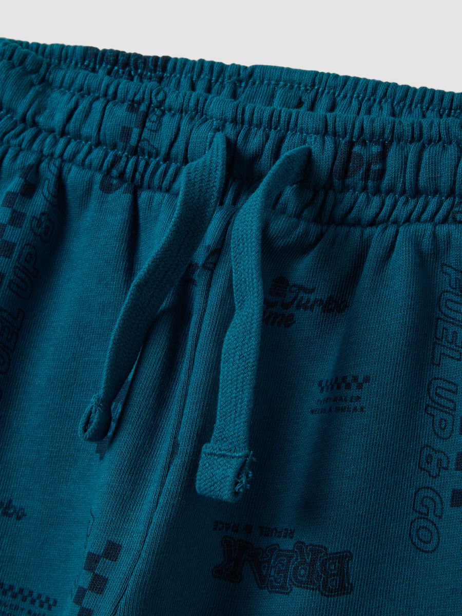 Blue pure cotton joggers with all-over print_2