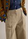 Beige straight trousers in twill and stretch cotton_3