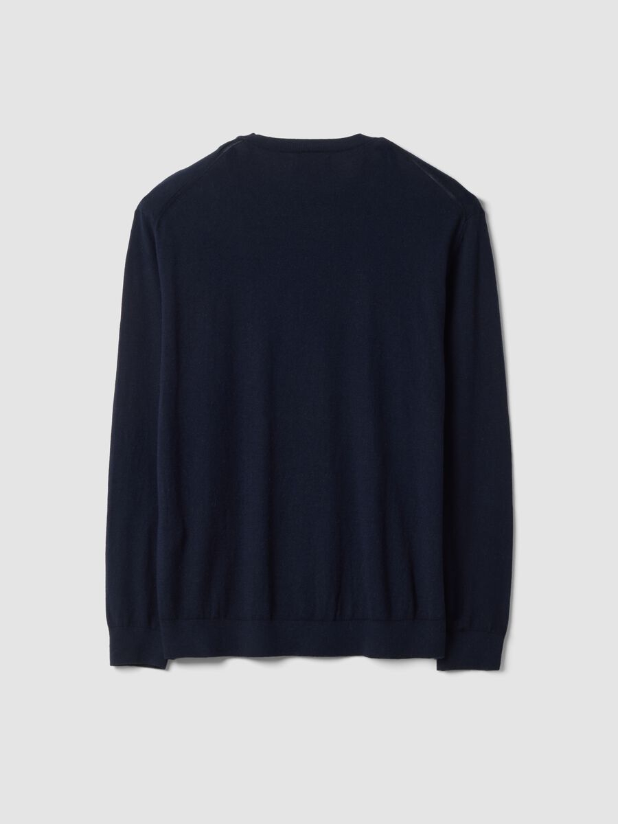 Blue crew-neck jumper in a cotton and cashmere blend, regular fit_2
