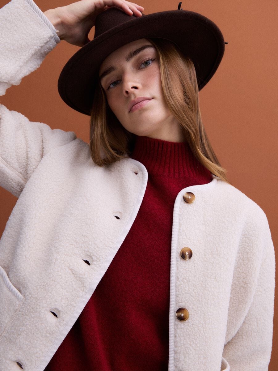 Giacca bianca girocollo regular fit in jersey knit_1