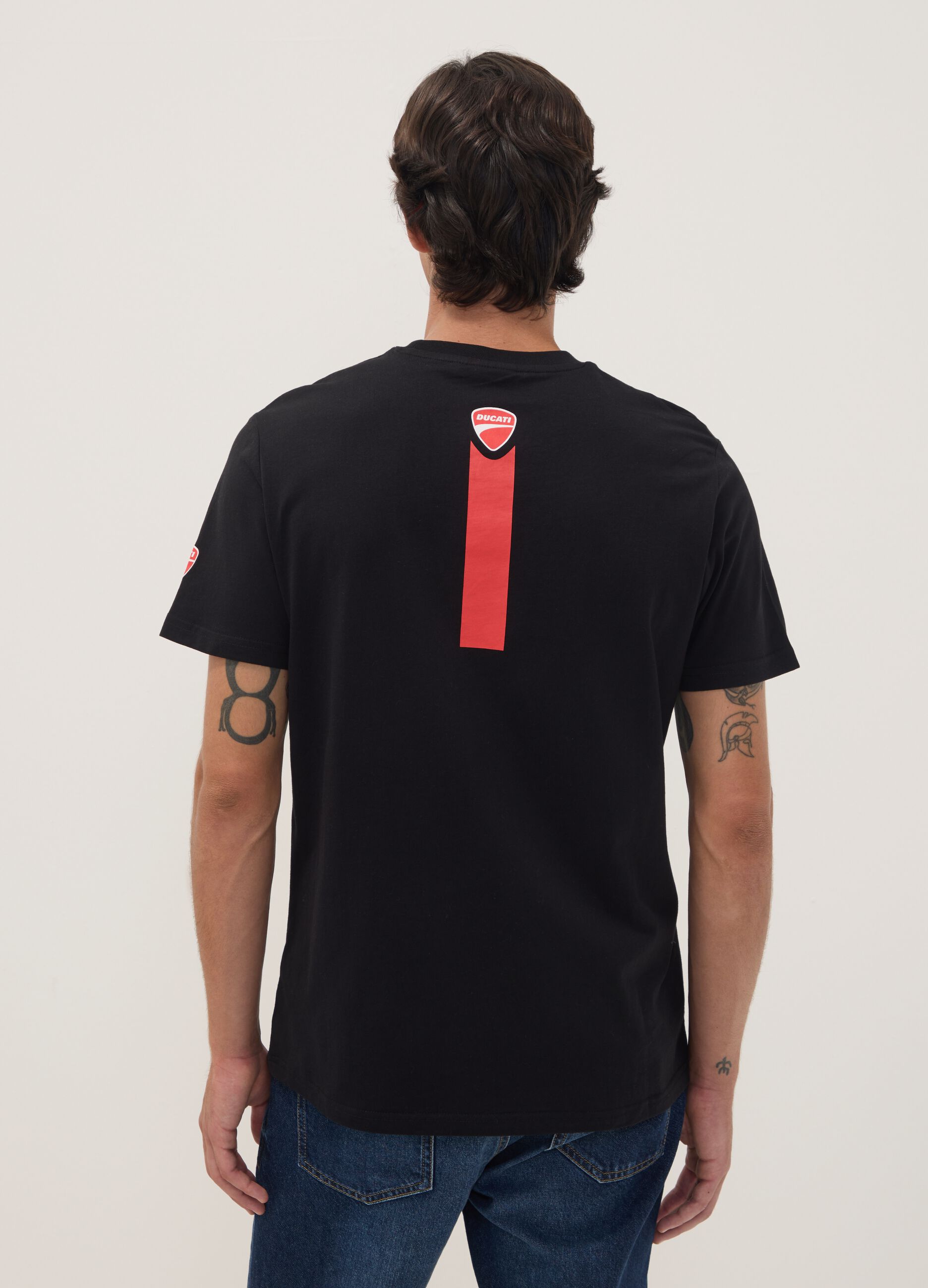 Black pure cotton Ducati print T-shirt, regular fit