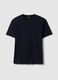Relaxed fit blue crew neck pure cotton T-shirt_4