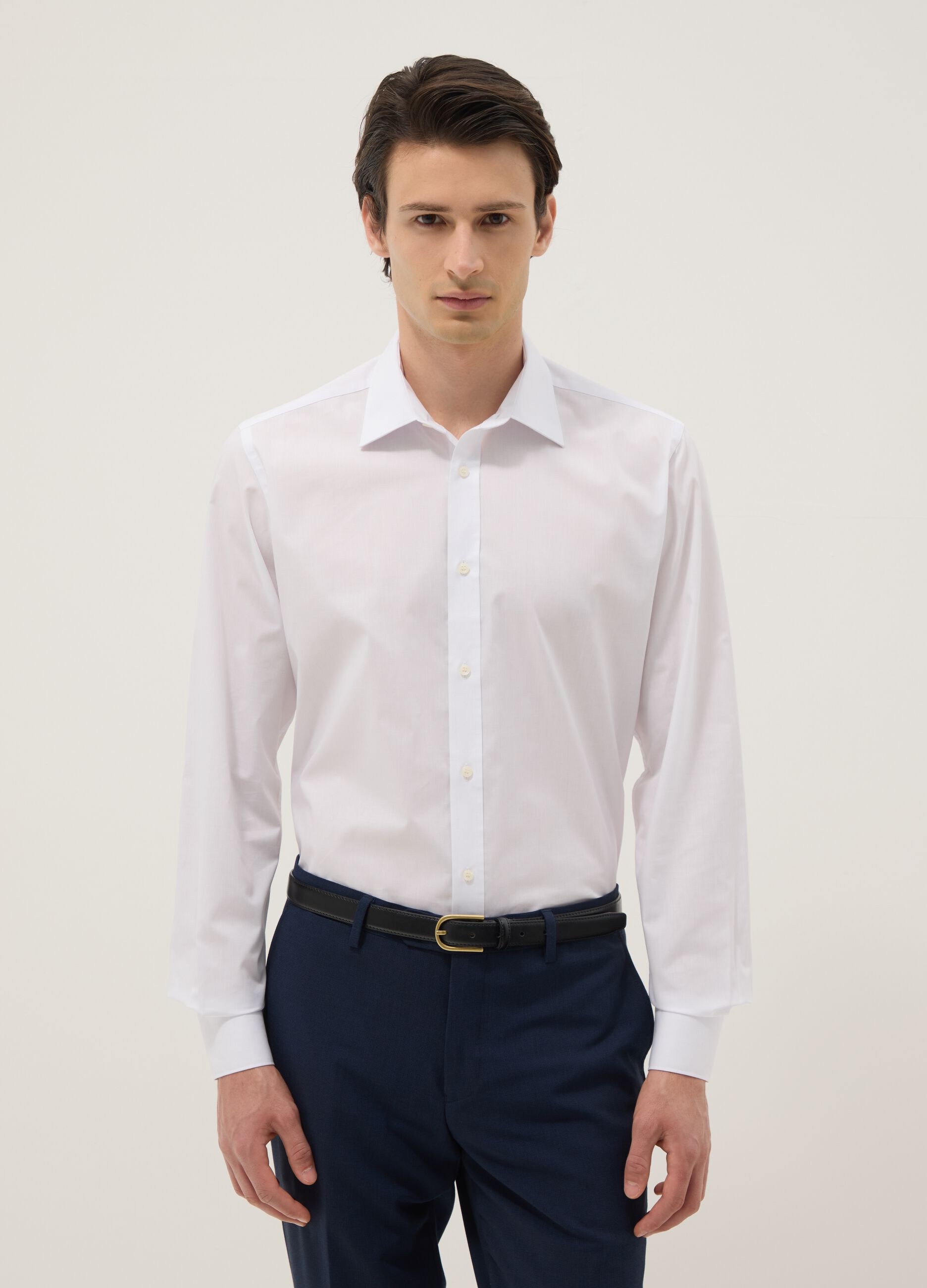 White Slim Fit Long Sleeve Shirt