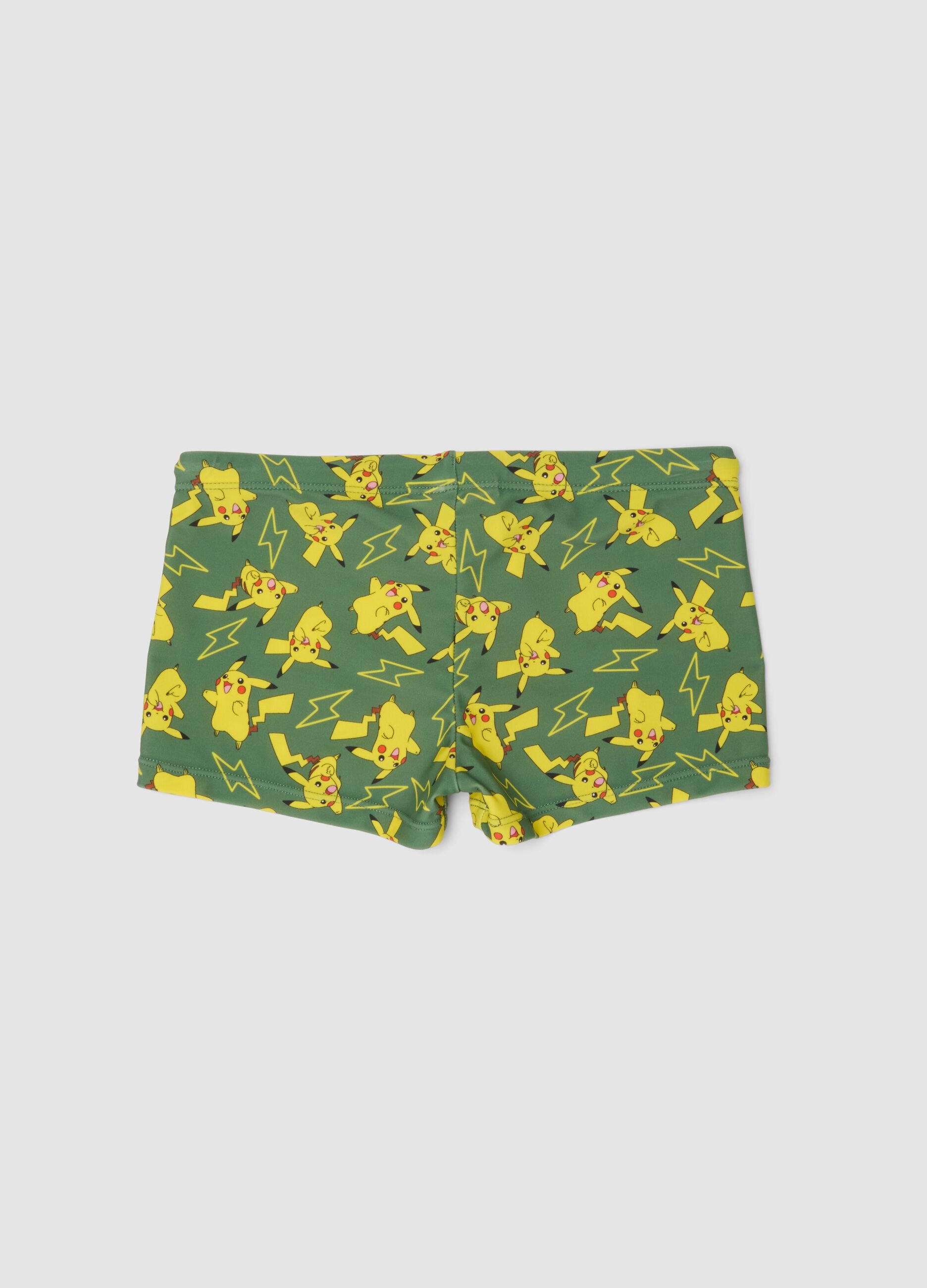Costume boxer verde in tessuto elasticizzato per bambino