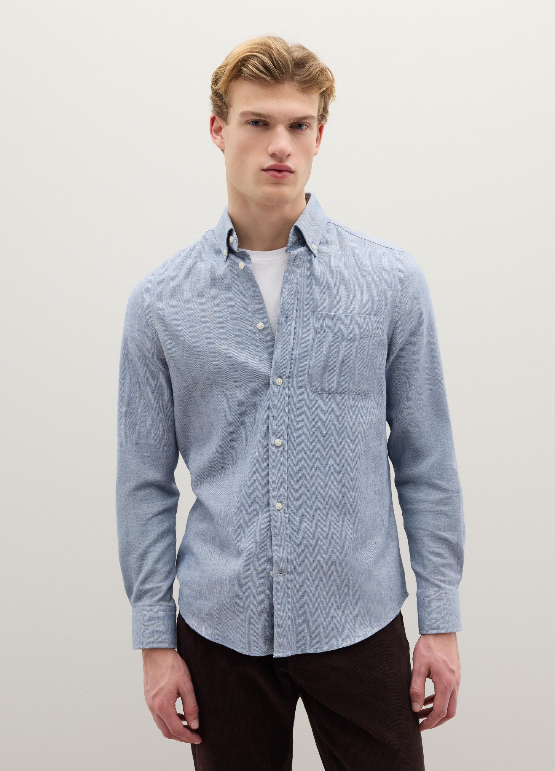 Blue pure cotton shirt regular fit