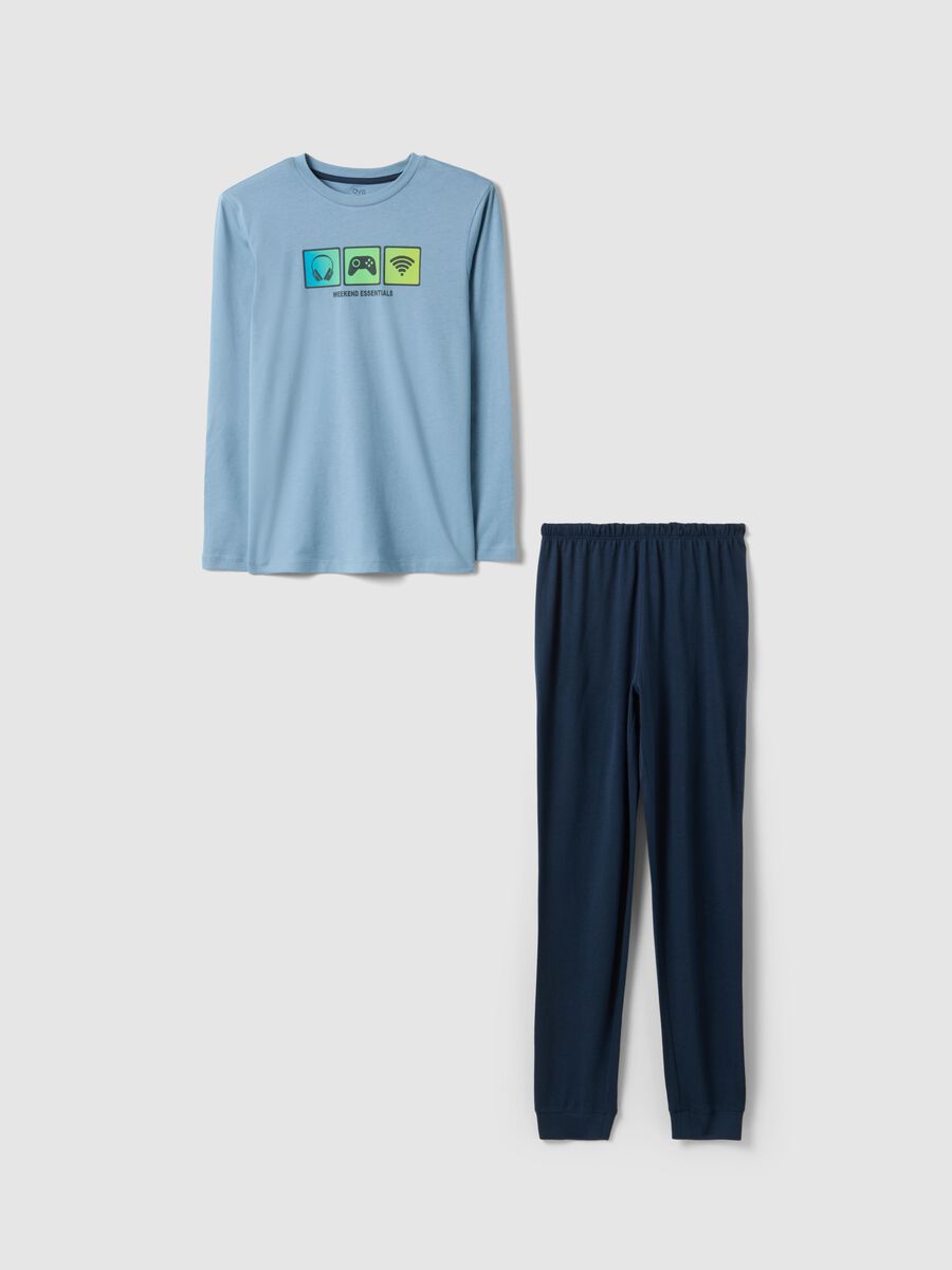 Jungen Regular-Fit Pyjama aus mehrfarbigem Baumwolle mit Druck_0
