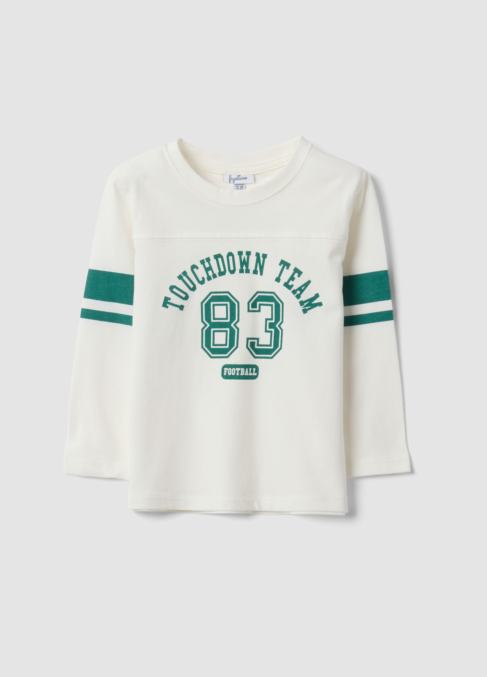 White organic cotton crew-neck T-shirt for boys