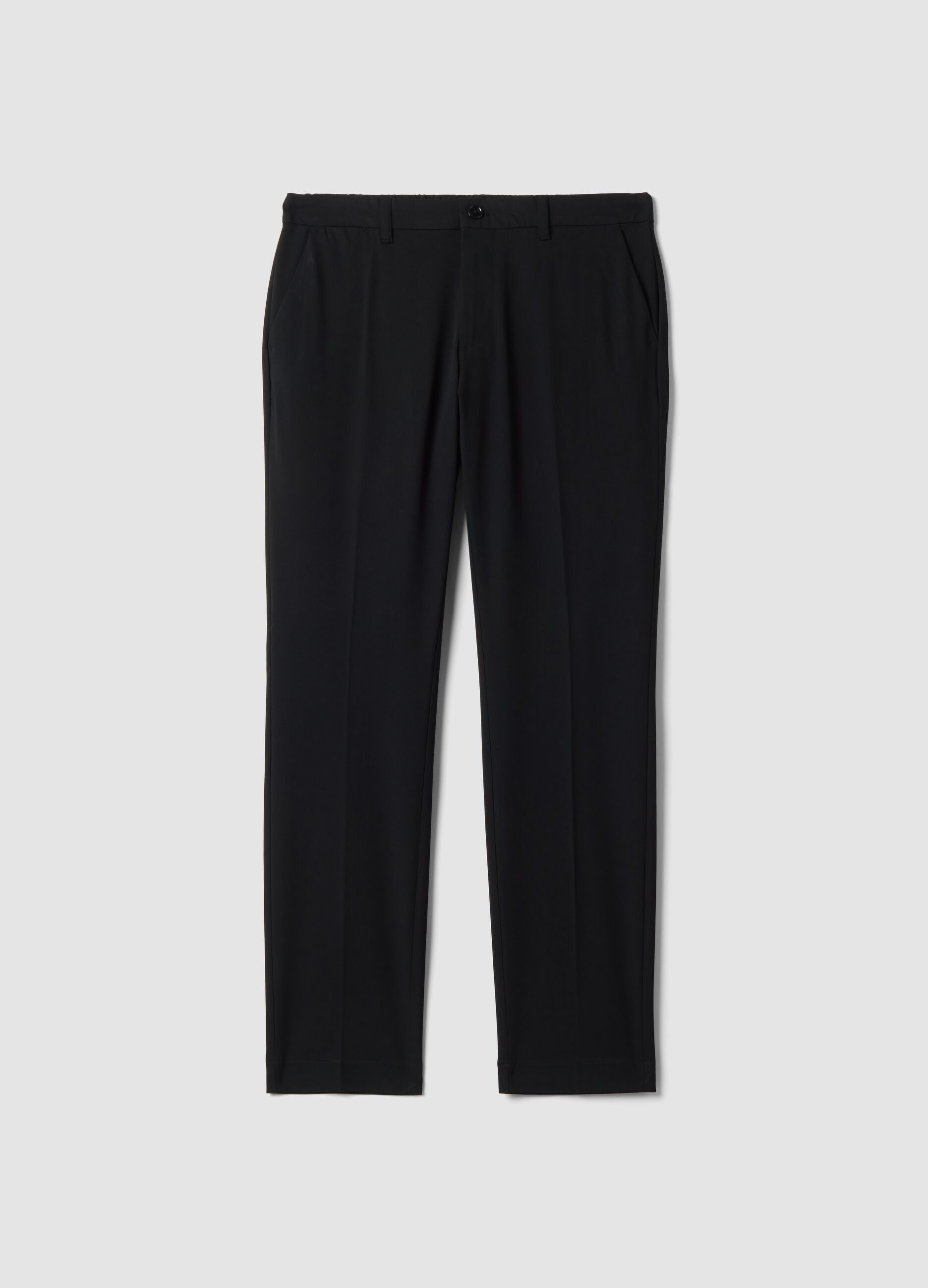 Black slim-fit stretch viscose twill chino trousers