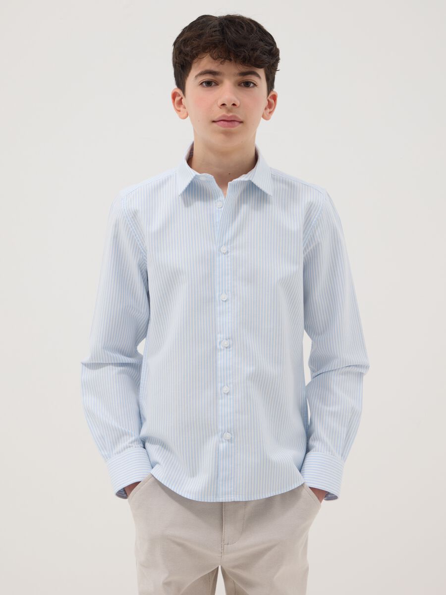 Boys' multicoloured stripe pure cotton shirt, regular fit_0