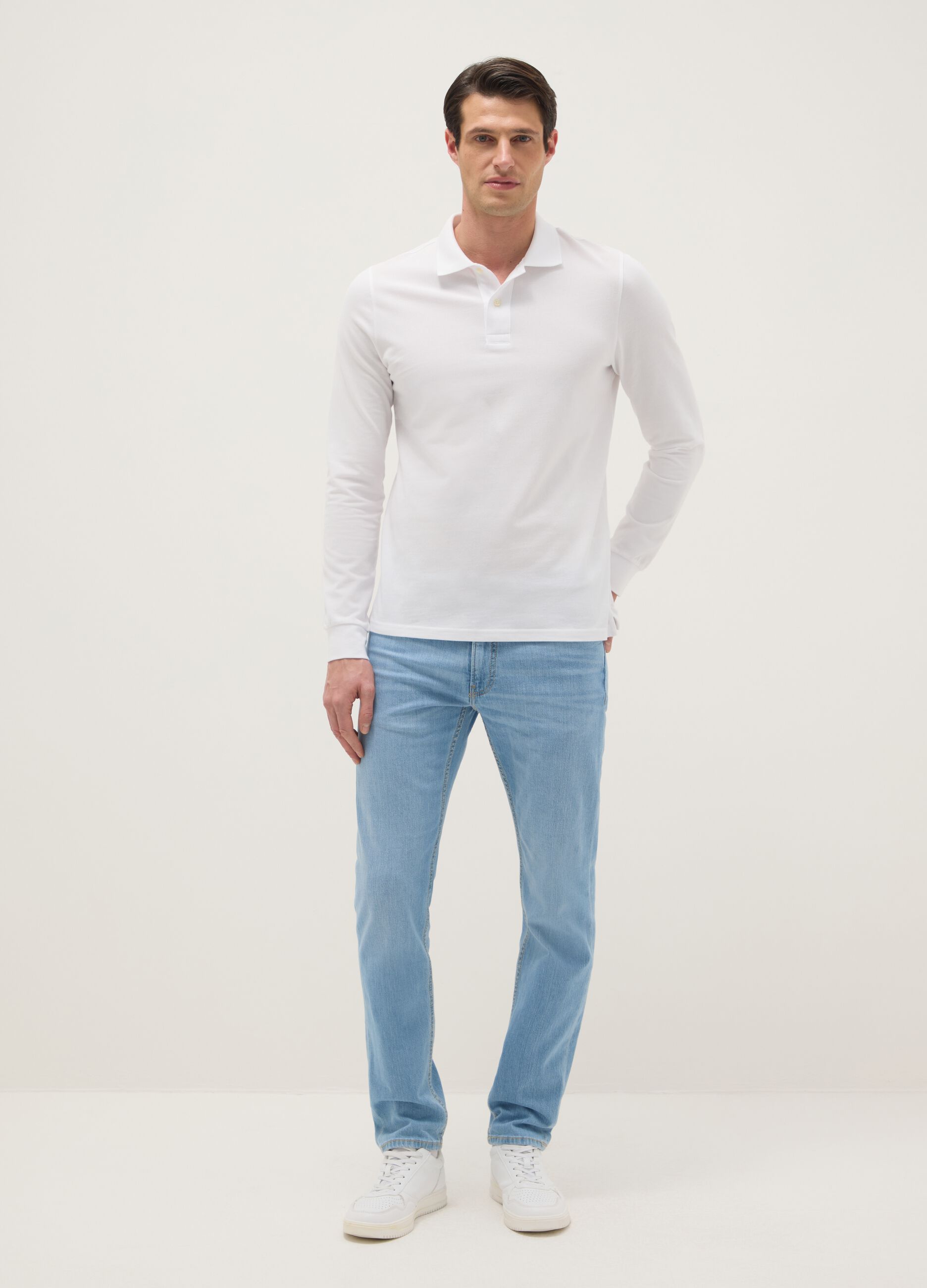 Light blue stretch cotton slim fit jeans