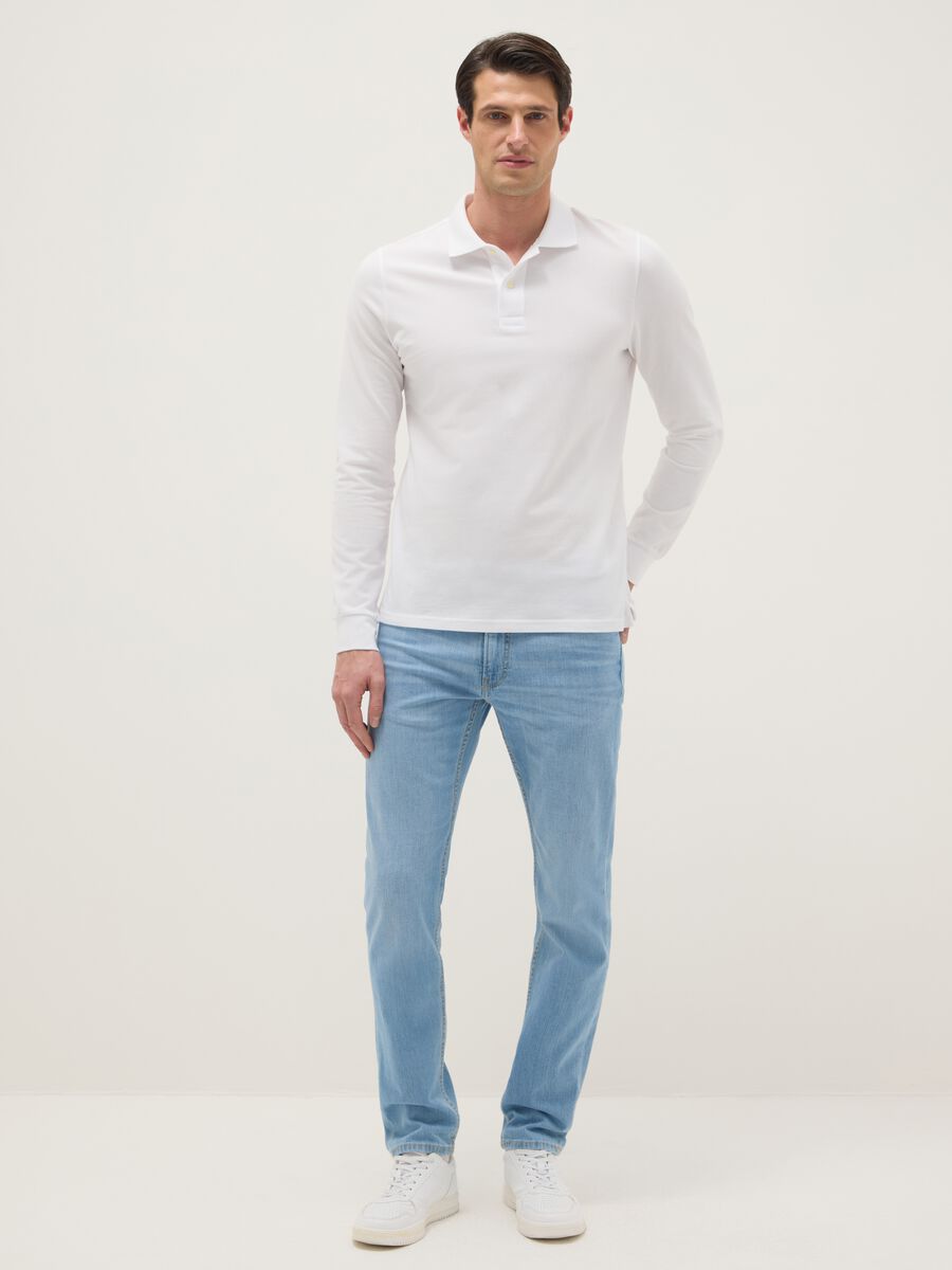 Light blue stretch cotton slim fit jeans_0