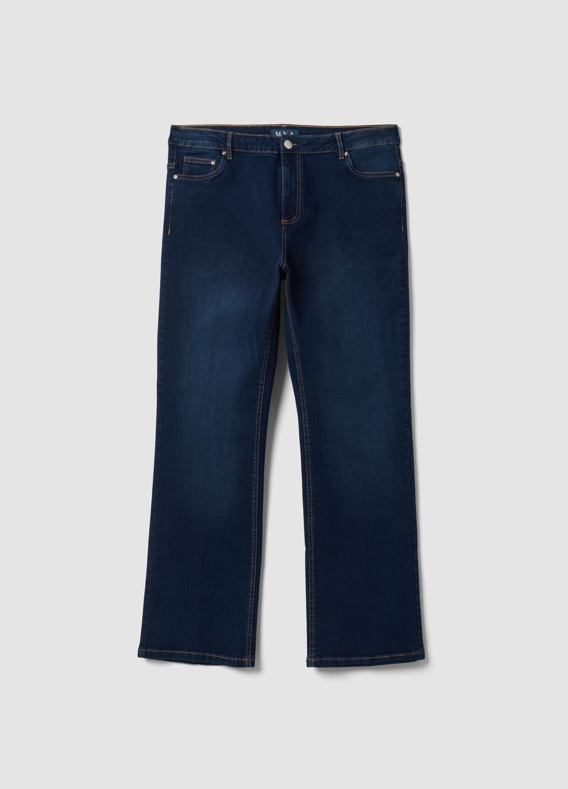 Blue stretch-cotton denim bootcut jeans