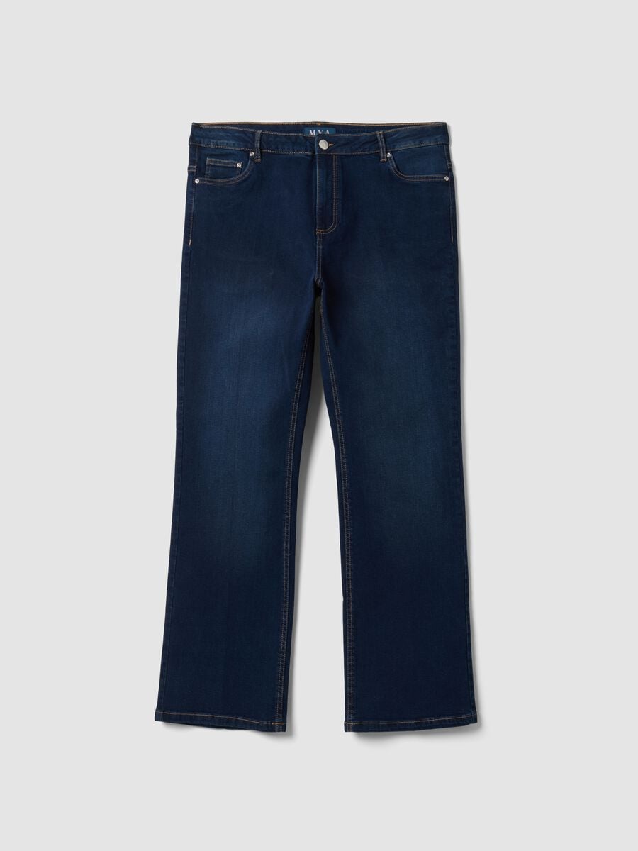 Blue stretch-cotton denim bootcut jeans_0