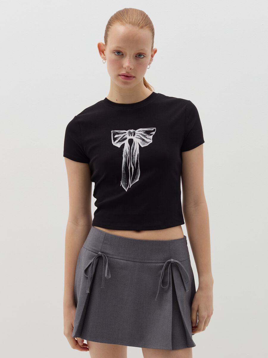 Printed cotton stretch T-shirt_0