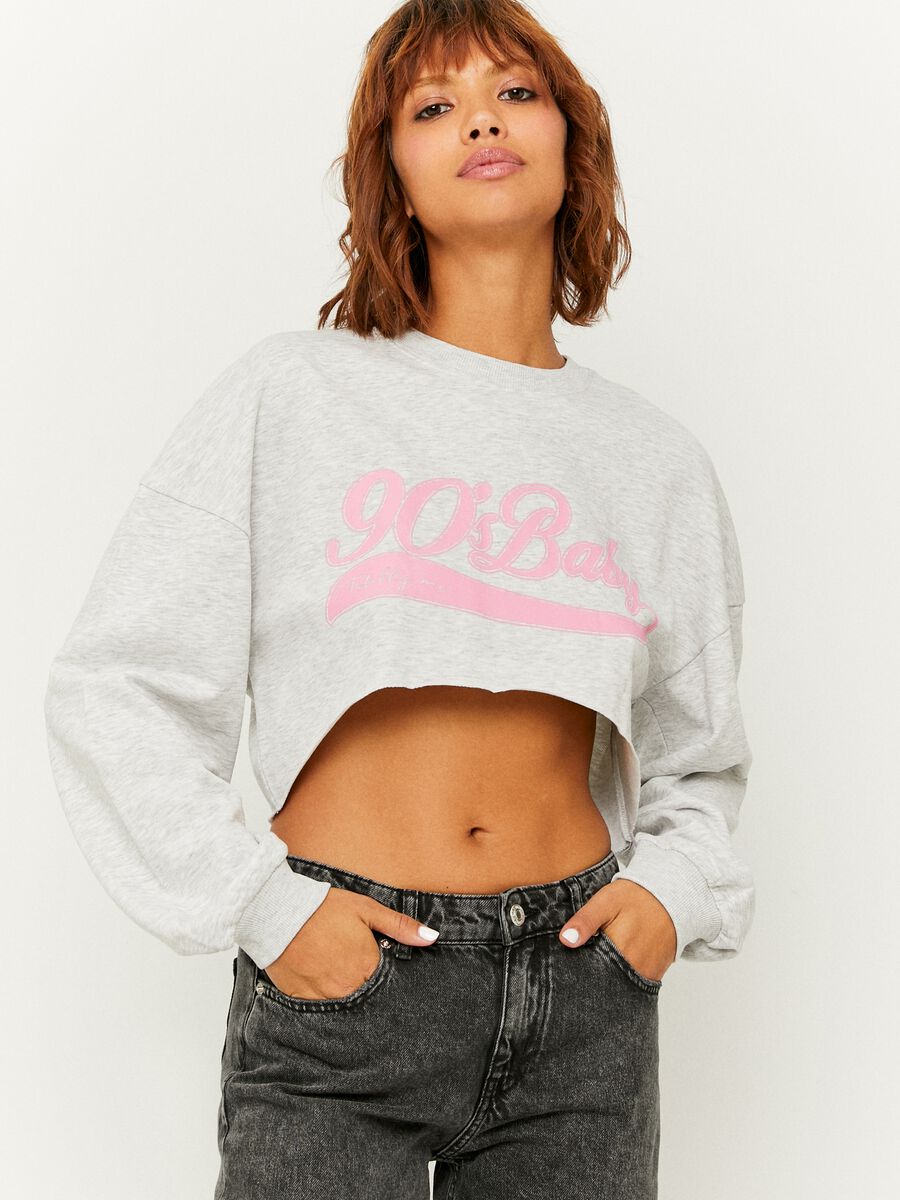 Cropped sweatshirt with lettering print_1