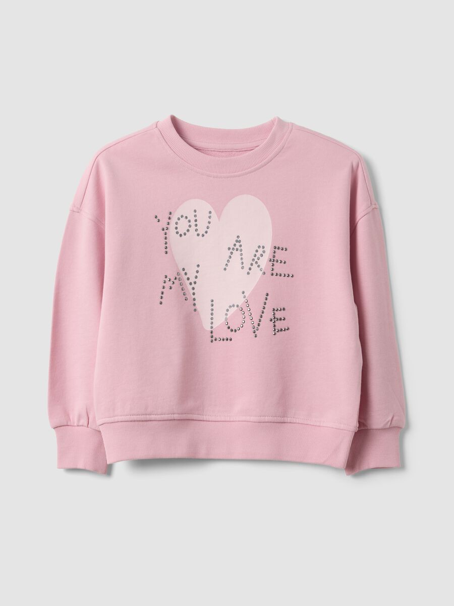 Rosa Sweatshirt aus reiner Baumwolle mit Herz-Print, Regular Fit, f&uuml;r M&auml;dchen_0