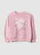Sweatshirt rosa em algod&atilde;o puro com estampado de cora&ccedil;&atilde;o, corte regular, para menina_0
