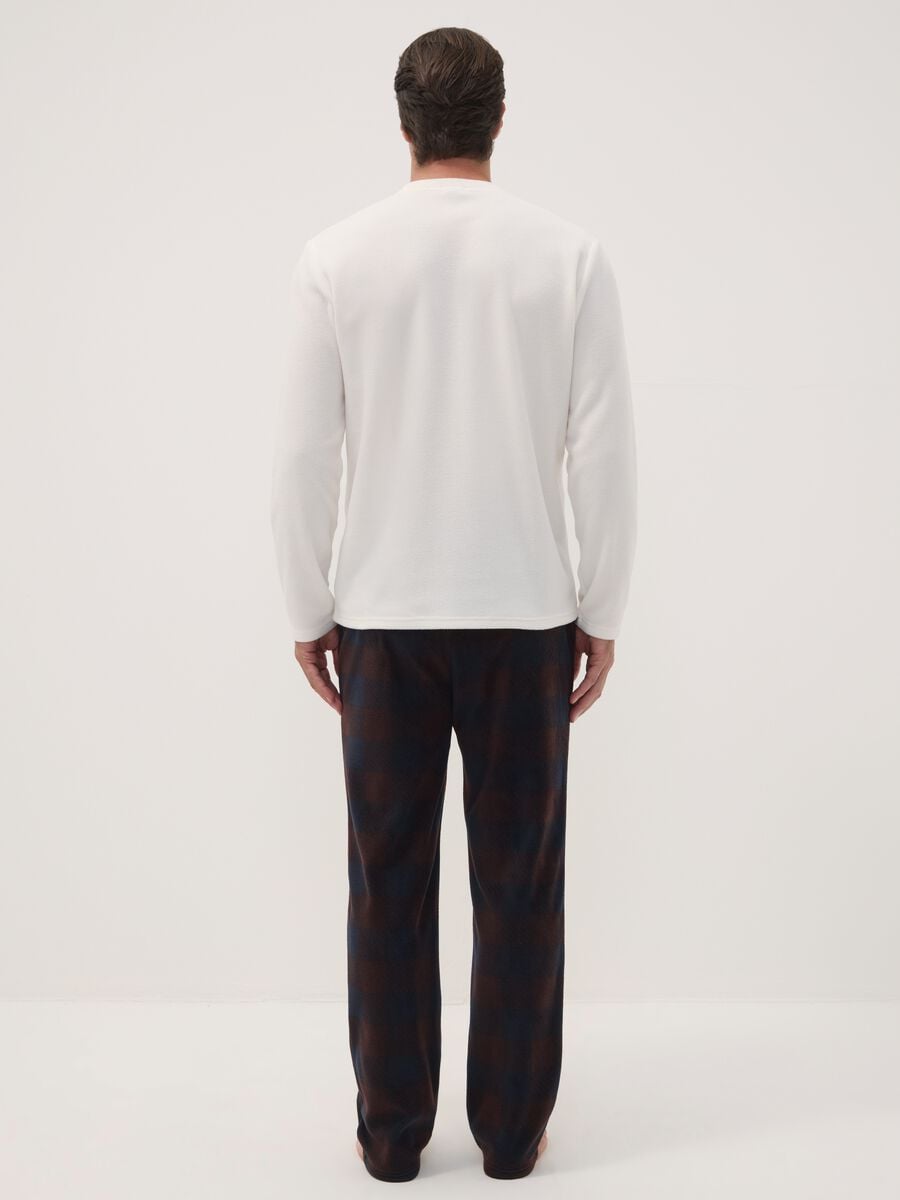 White crew-neck pyjamas with regular-fit long trousers_3