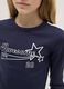 T-shirt azul slim fit em algod&atilde;o el&aacute;stico com estrelas para meninas_2