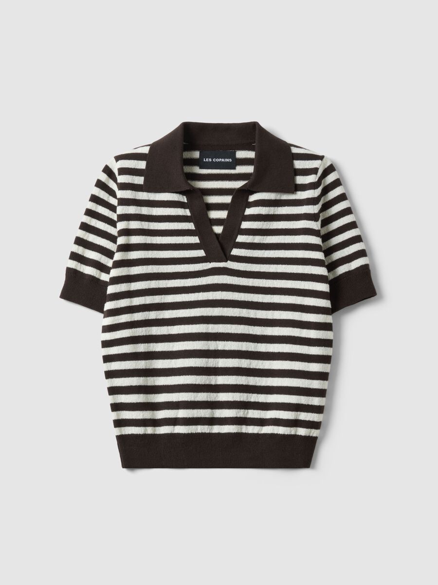 Multicoloured striped regular fit cotton blend sweater_0