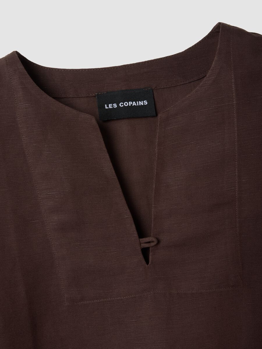 Brown oversized top in linen and viscose blend_5